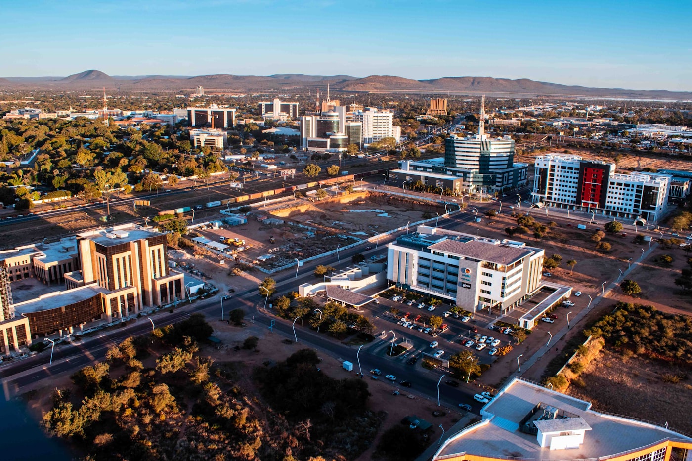Aerial view of the Gaborone CBD, Botswana